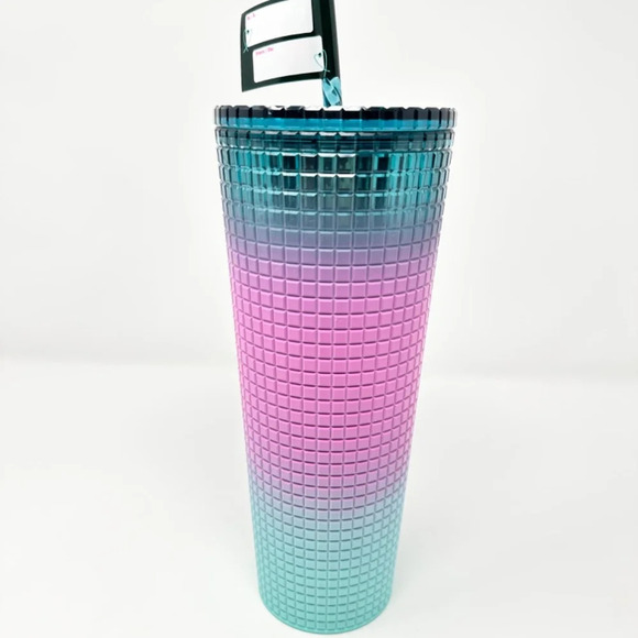 Starbucks 2024 Tri-Color Gradient  Ombre Grid Cold Cup Tumbler NWT 24 oz - Picture 2 of 4